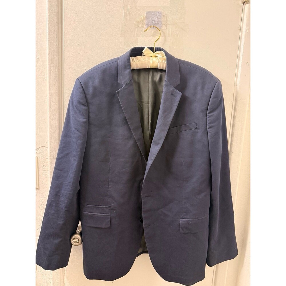 Express Men Fitted Blazer 40 Regular Solid Blue